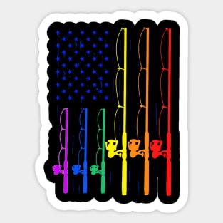 LGBT Pride Spinning Rod Fishing Pole USA Flag Sticker